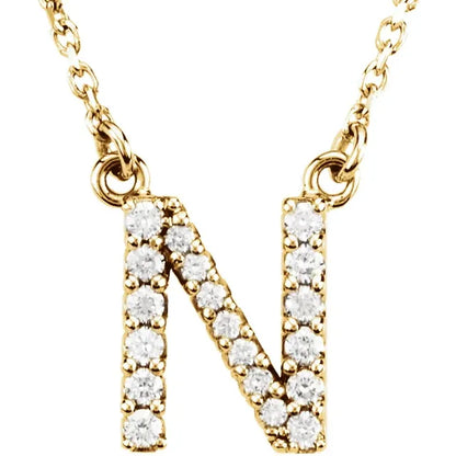 Small Natural Diamond Gold Initial Necklace