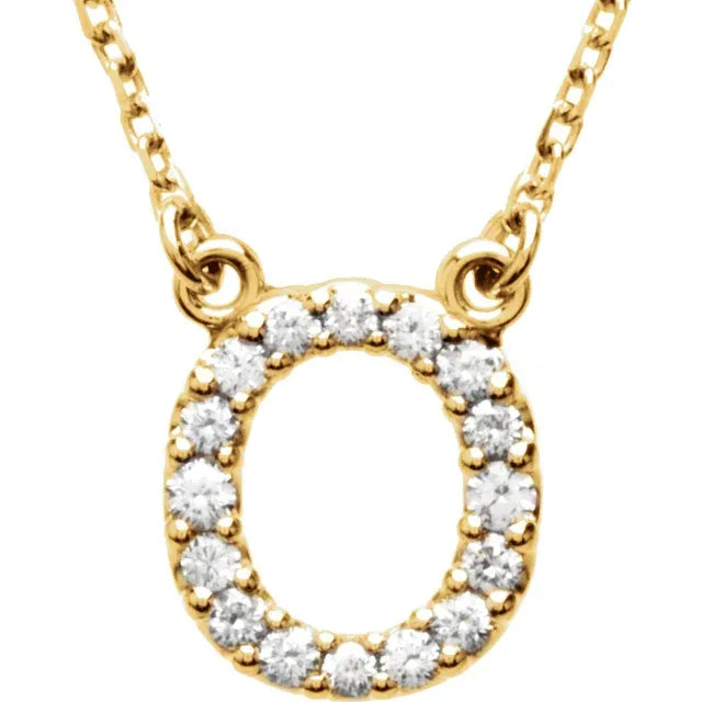 Small Natural Diamond Gold Initial Necklace