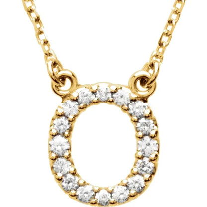 Small Natural Diamond Gold Initial Necklace