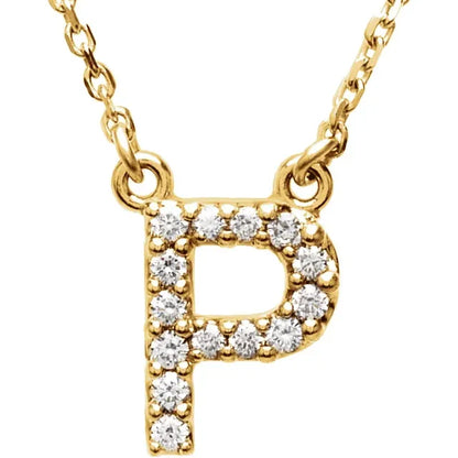 Small Natural Diamond Gold Initial Necklace