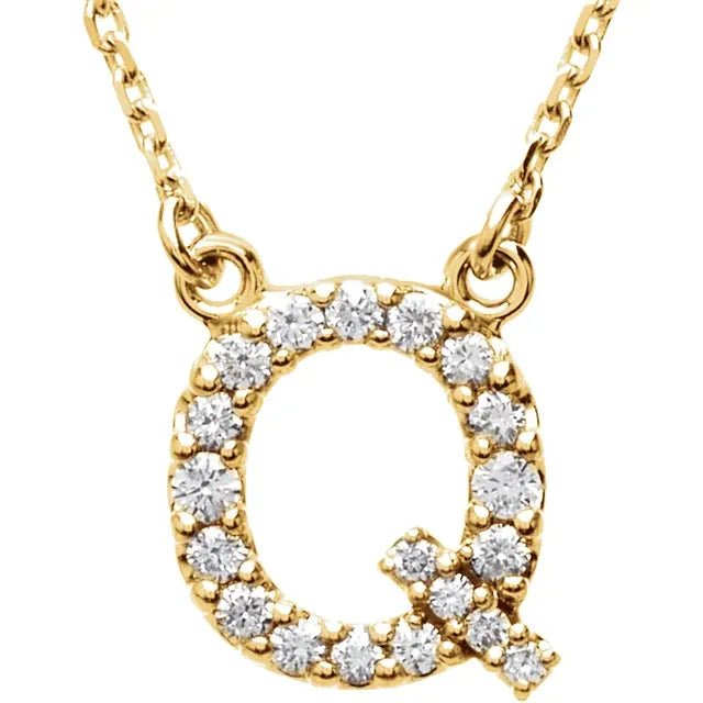 Small Natural Diamond Gold Initial Necklace