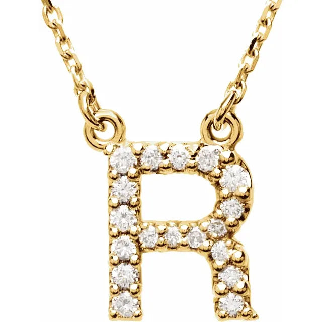 Small Natural Diamond Gold Initial Necklace