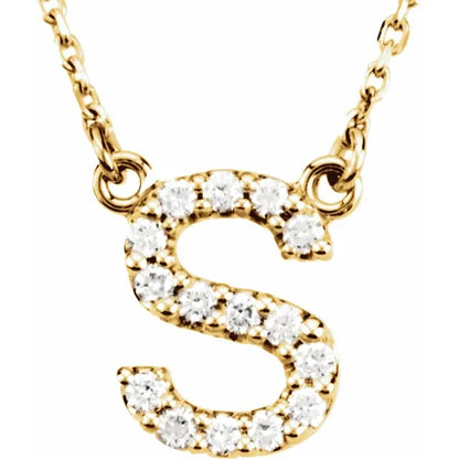 Small Natural Diamond Gold Initial Necklace