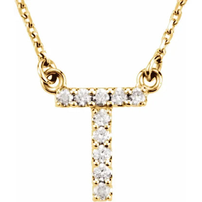 Small Natural Diamond Gold Initial Necklace