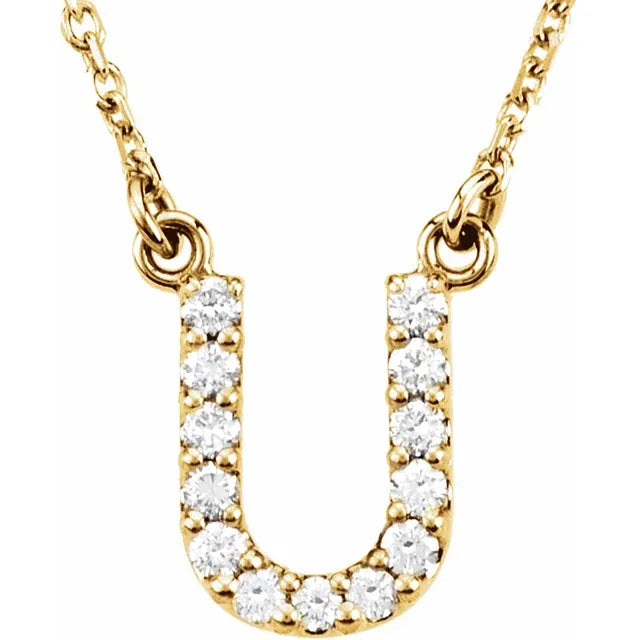 Small Natural Diamond Gold Initial Necklace