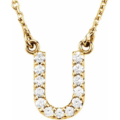 Small Natural Diamond Gold Initial Necklace