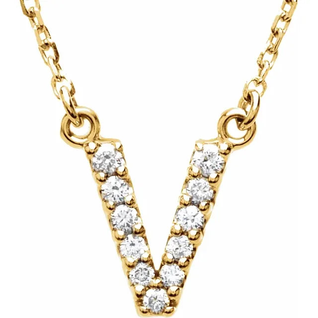 Small Natural Diamond Gold Initial Necklace