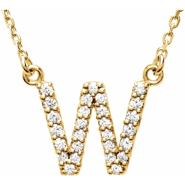 Small Natural Diamond Gold Initial Necklace