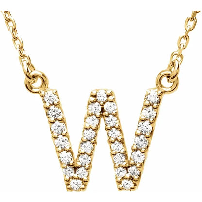 Small Natural Diamond Gold Initial Necklace