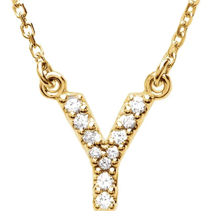 Small Natural Diamond Gold Initial Necklace