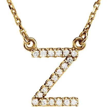 Small Natural Diamond Gold Initial Necklace