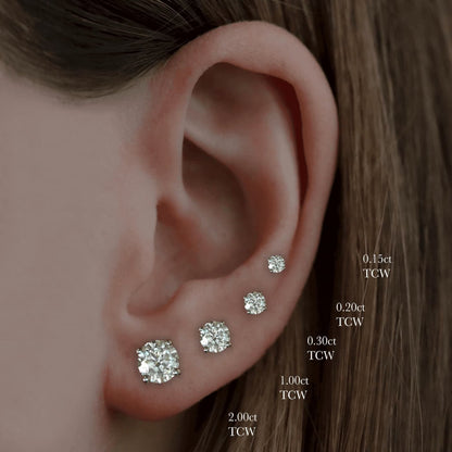 Three Prong Natural Diamond Studs