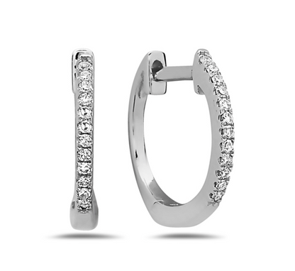 Medium 14K Gold Diamond Hoops