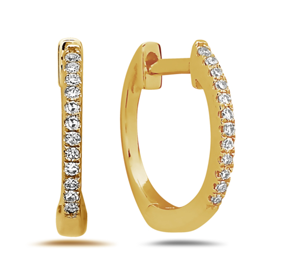 Medium 14K Gold Diamond Hoops