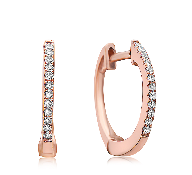 Medium 14K Gold Diamond Hoops