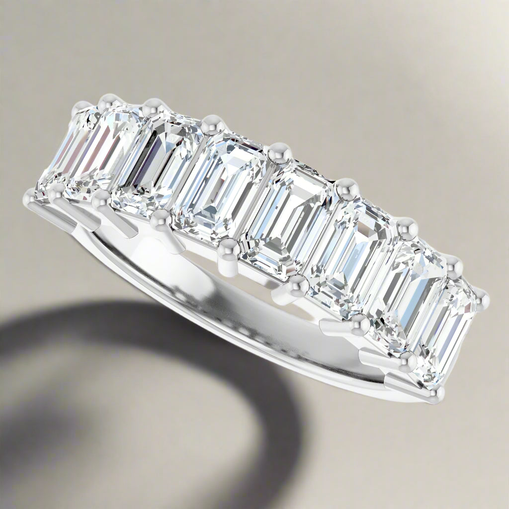 White Gold Lab Grown Emerald Cut Diamond Band