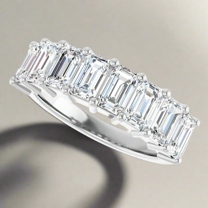 White Gold Lab Grown Emerald Cut Diamond Band