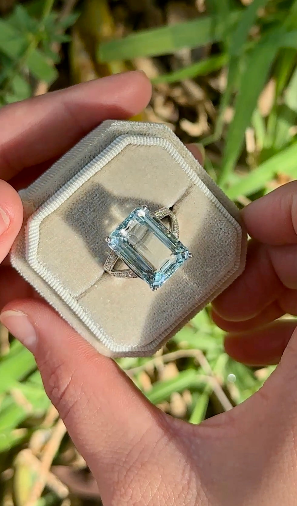 11.25ct Aquamarine and Diamond Cocktail Ring – Jewels by Marena
