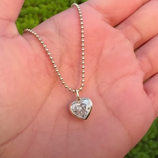 Bezel Set Heart Shaped Lab Grown Diamond on fun Ball Chain