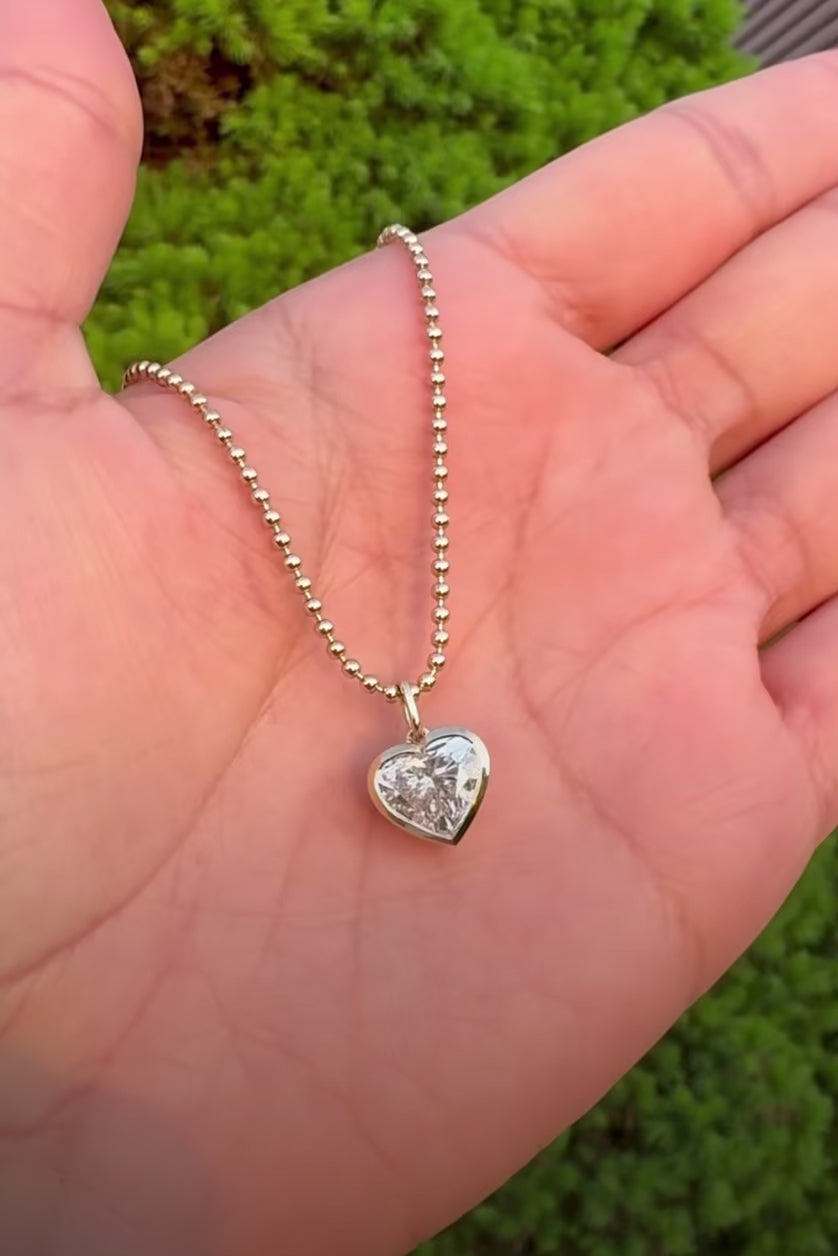 Bezel Set Heart Shaped Lab Grown Diamond on fun Ball Chain