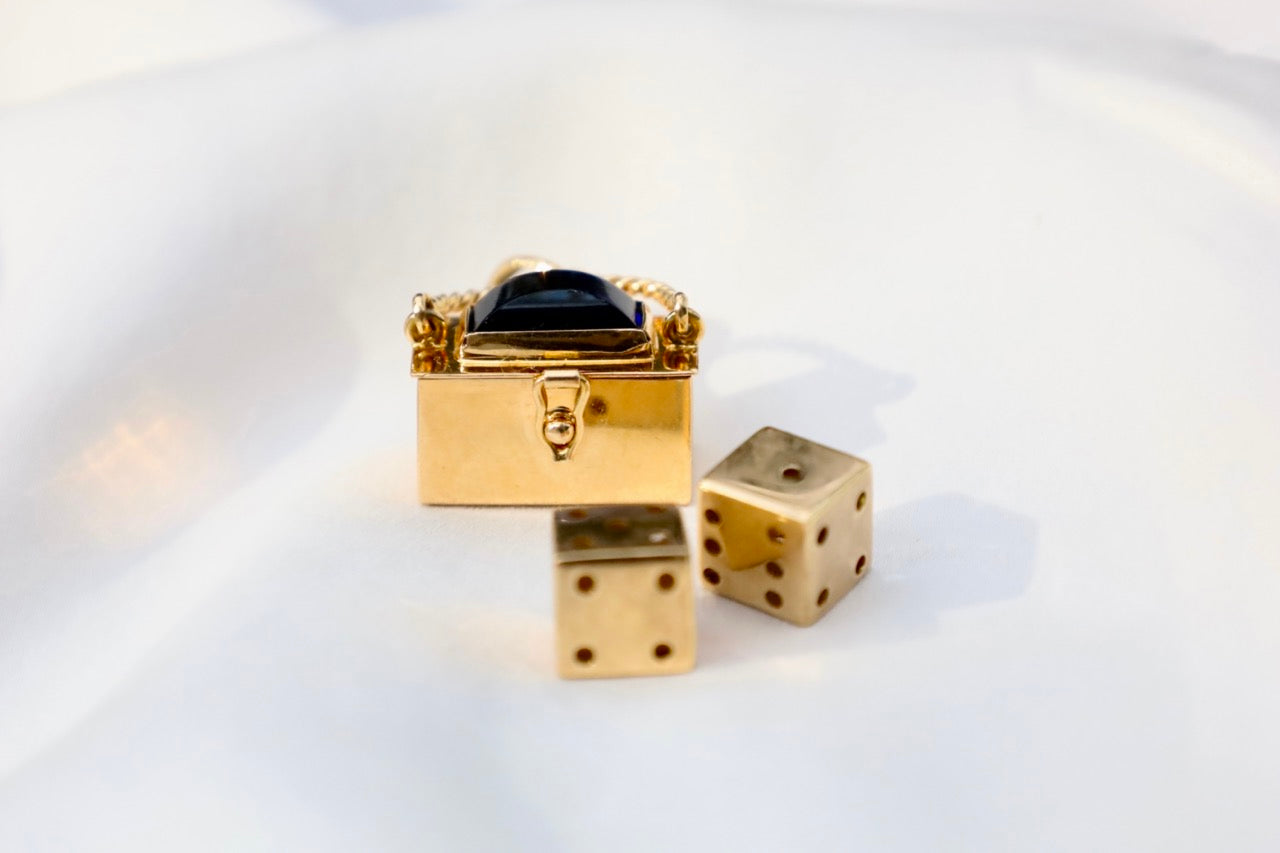 18K Gold Dice with Case