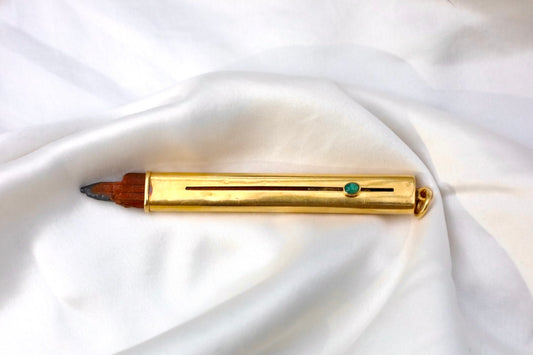 Rare Antique Gold Pencil with Turquoise Button