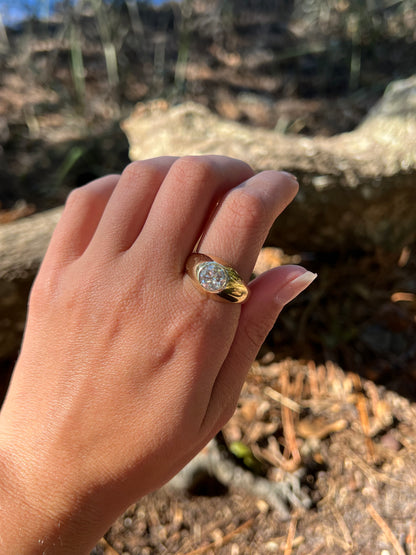 Yellow Gold Large Diamond Ring