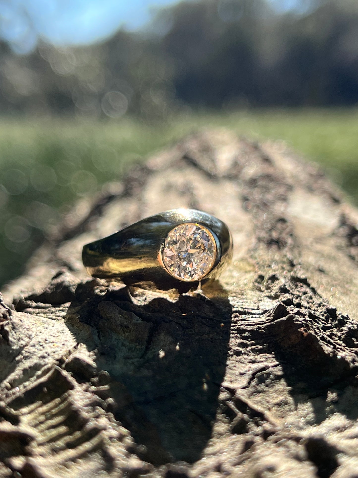 Yellow Gold Large Diamond Ring