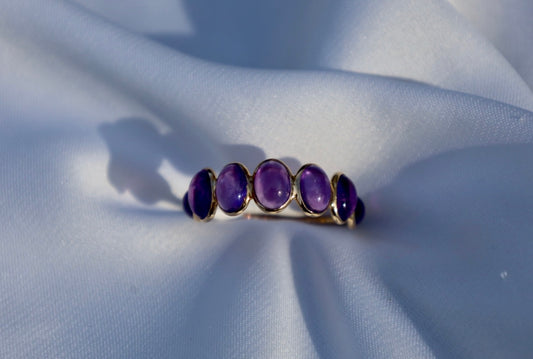 7 Stone Amethyst Drops of Color Band