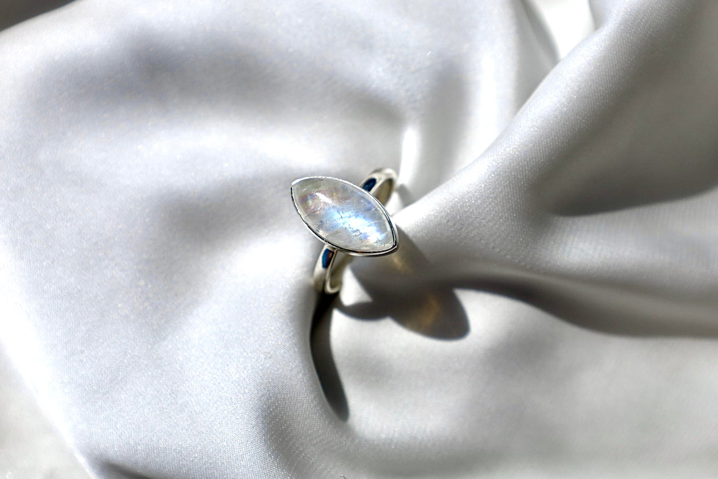 Marquise Rainbow Moonstone Ring