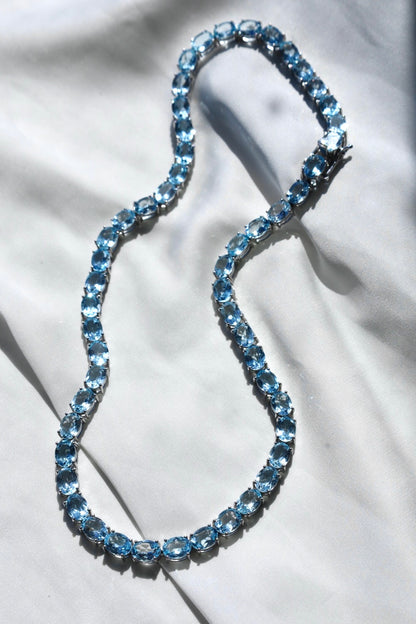 Blue Topaz Tennis Necklace