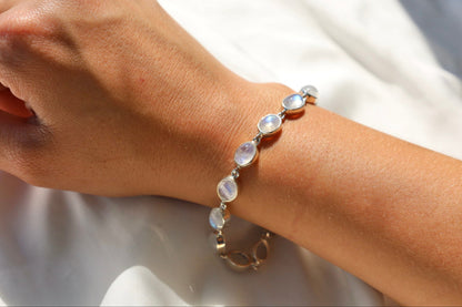 Moonstone Bracelet Sterling Silver Bezel Set