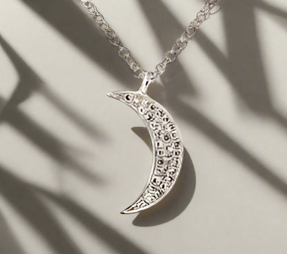 white gold moon necklace